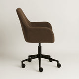 Sheepskin Upholstered Desk Chair (Smoked Oak Brown Bouclé) – Modern Home Office Swivel Chair - Marcel Olsen