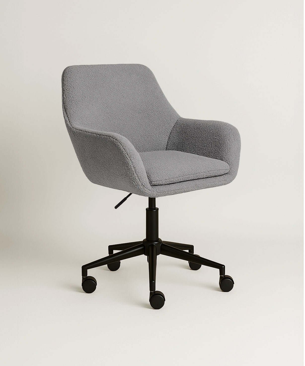 Sheepskin Upholstered Desk Chair (Troender Grey Bouclé) – Modern Home Office Swivel Chair - Marcel Olsen