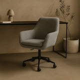 Sheepskin Upholstered Desk Chair (Troender Grey Bouclé) – Modern Home Office Swivel Chair - Marcel Olsen