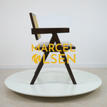 Chiva Rattan & Wood Dining Chair (Chestnut) – Rustic Boho Upholstered Chair with Armrests - Marcel Olsen