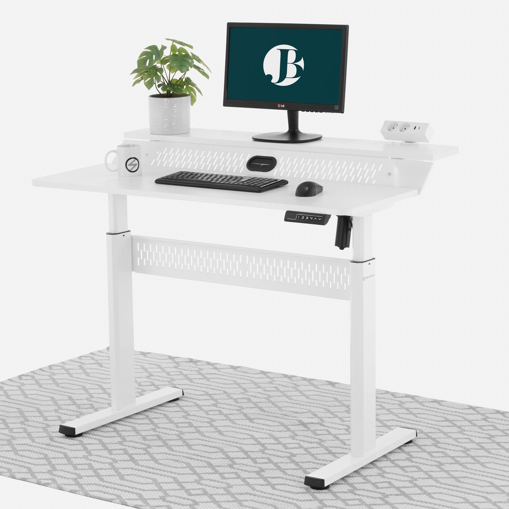 Electric Standing Desk (White, 120cm) | Two Tier, Sit-Stand Desk Electric Standing Desk - Jacob Bek