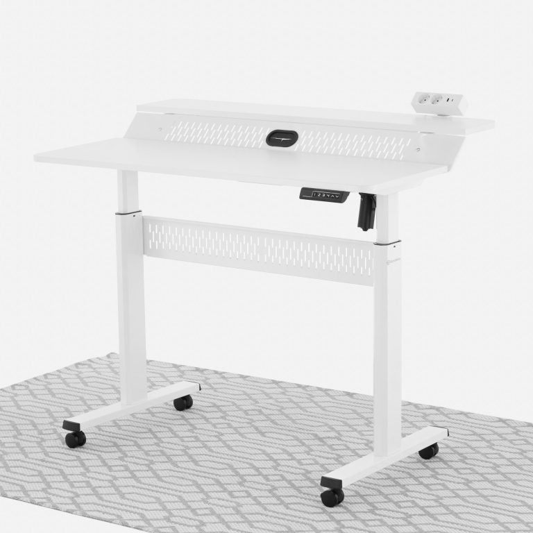 Electric Standing Desk (White, 120cm) | Two Tier, Sit-Stand Desk Electric Standing Desk - Jacob Bek