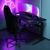 Core 120 Gaming Desk | LEDs, Headphone & Drink Mounts (Carbon Fibre Black, 120cm) Gaming Desk - Gaming