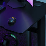 Core 120 Gaming Desk | LEDs, Headphone & Drink Mounts (Carbon Fibre Black, 120cm) Gaming Desk - Gaming