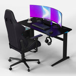 Core 120 Gaming Desk | LEDs, Headphone & Drink Mounts (Carbon Fibre Black, 120cm) (Outlet) Outlet Products - Marcel Olsen