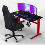 Core 120 Gaming Desk | LEDs, Headphone & Drink Mounts (Carbon Fibre Red, 120cm) Gaming Desk - Marcel Olsen