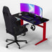 Core 120 Gaming Desk | LEDs, Headphone & Drink Mounts (Carbon Fibre Red, 120cm) - Outlet Gaming Desk - Marcel Olsen
