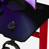 Core 120 Gaming Desk | LEDs, Headphone & Drink Mounts (Carbon Fibre Red, 120cm) Gaming Desk - Gaming
