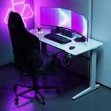 Core 120 Gaming Desk | LEDs, Headphone & Drink Mounts (Carbon Fibre White, 120cm) Gaming Desk - Gaming