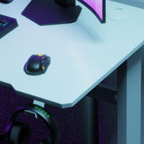 Core 120 Gaming Desk | LEDs, Headphone & Drink Mounts (Carbon Fibre White, 120cm) Gaming Desk - Gaming