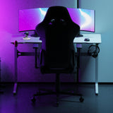 Core 120 Gaming Desk | LEDs, Headphone & Drink Mounts (Carbon Fibre White, 120cm) Gaming Desk - Gaming