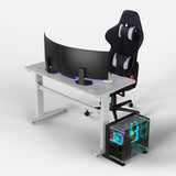 Core 120 Gaming Desk | LEDs, Headphone & Drink Mounts (Carbon Fibre White, 120cm) Gaming Desk - Gaming