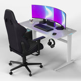 Core 120 Gaming Desk | LEDs, Headphone & Drink Mounts (Carbon Fibre White, 120cm) Gaming Desk - Gaming