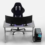 Core 120 Gaming Desk | LEDs, Headphone & Drink Mounts (Carbon Fibre White, 120cm) Gaming Desk - Gaming