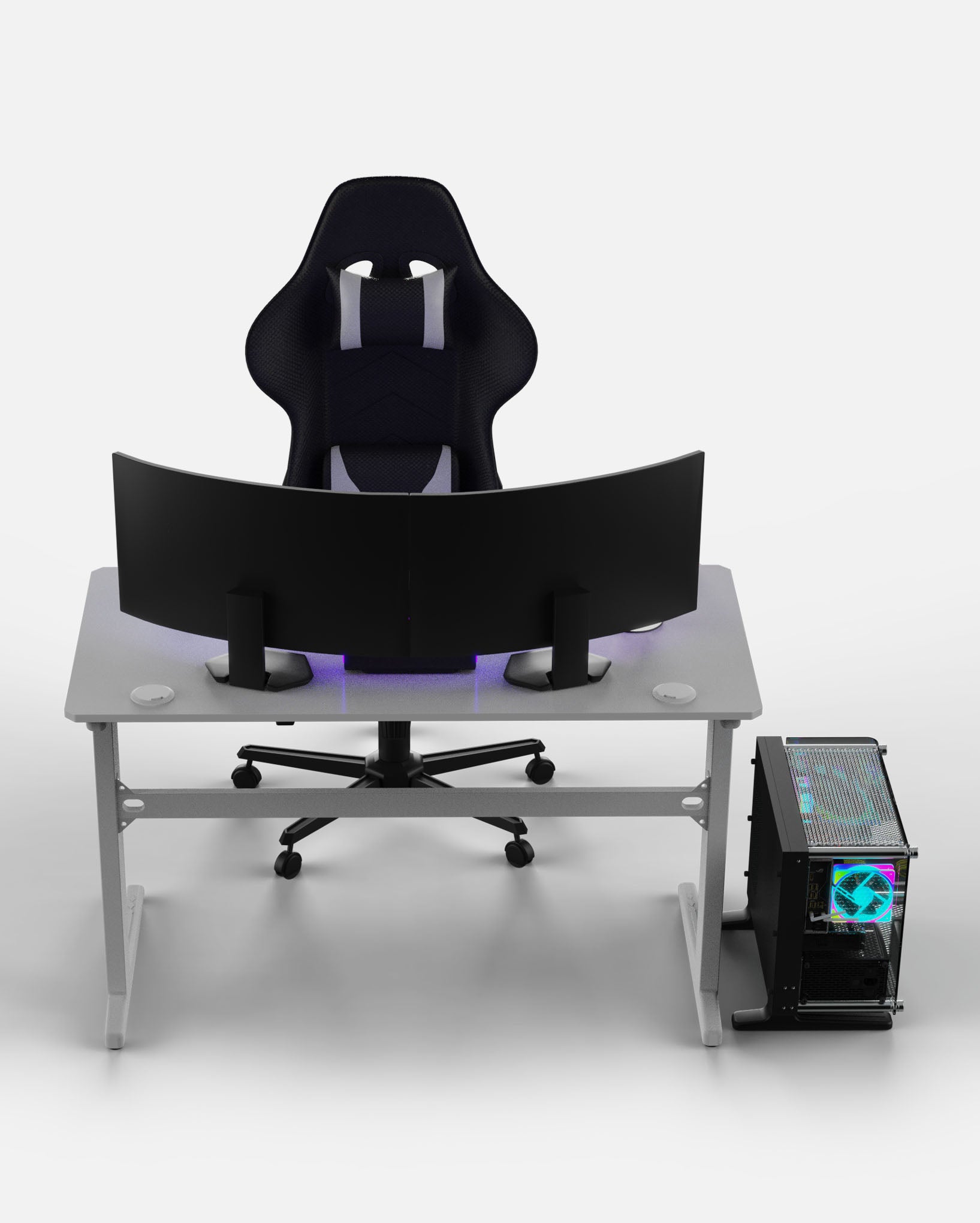 Core 120 Gaming Desk | LEDs, Headphone & Drink Mounts (Carbon Fibre White, 120cm) Gaming Desk - Gaming
