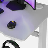 Core 120 Gaming Desk | LEDs, Headphone & Drink Mounts (Carbon Fibre White, 120cm) Gaming Desk - Gaming