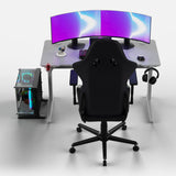 Core 120 Gaming Desk | LEDs, Headphone & Drink Mounts (Carbon Fibre White, 120cm) Gaming Desk - Gaming