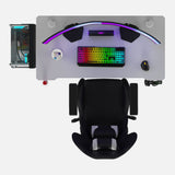 Core 120 Gaming Desk | LEDs, Headphone & Drink Mounts (Carbon Fibre White, 120cm) Gaming Desk - Gaming
