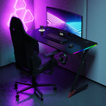 Essentials 120 Gaming Desk | LEDs, Headphone & Drink Mounts (Carbon Fibre Black, 120cm) Gaming Desk - Marcel Olsen