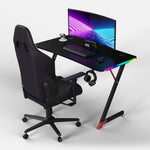 Essentials 120 Gaming Desk | LEDs, Headphone & Drink Mounts (Carbon Fibre Black, 120cm) Gaming Desk - Marcel Olsen