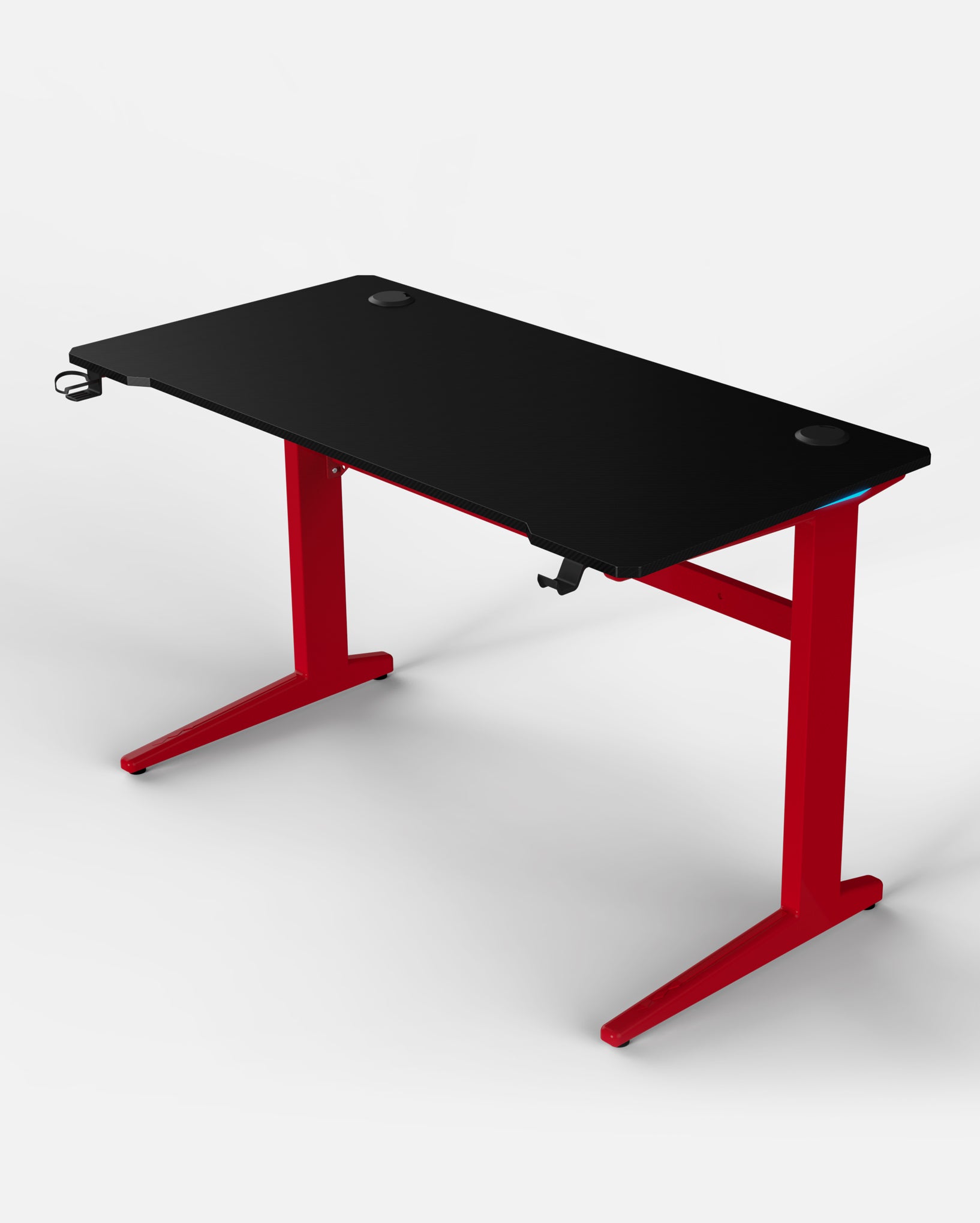 Core 120 Gaming Desk | LEDs, Headphone & Drink Mounts (Carbon Fibre Red, 120cm) - Outlet Gaming Desk - Marcel Olsen