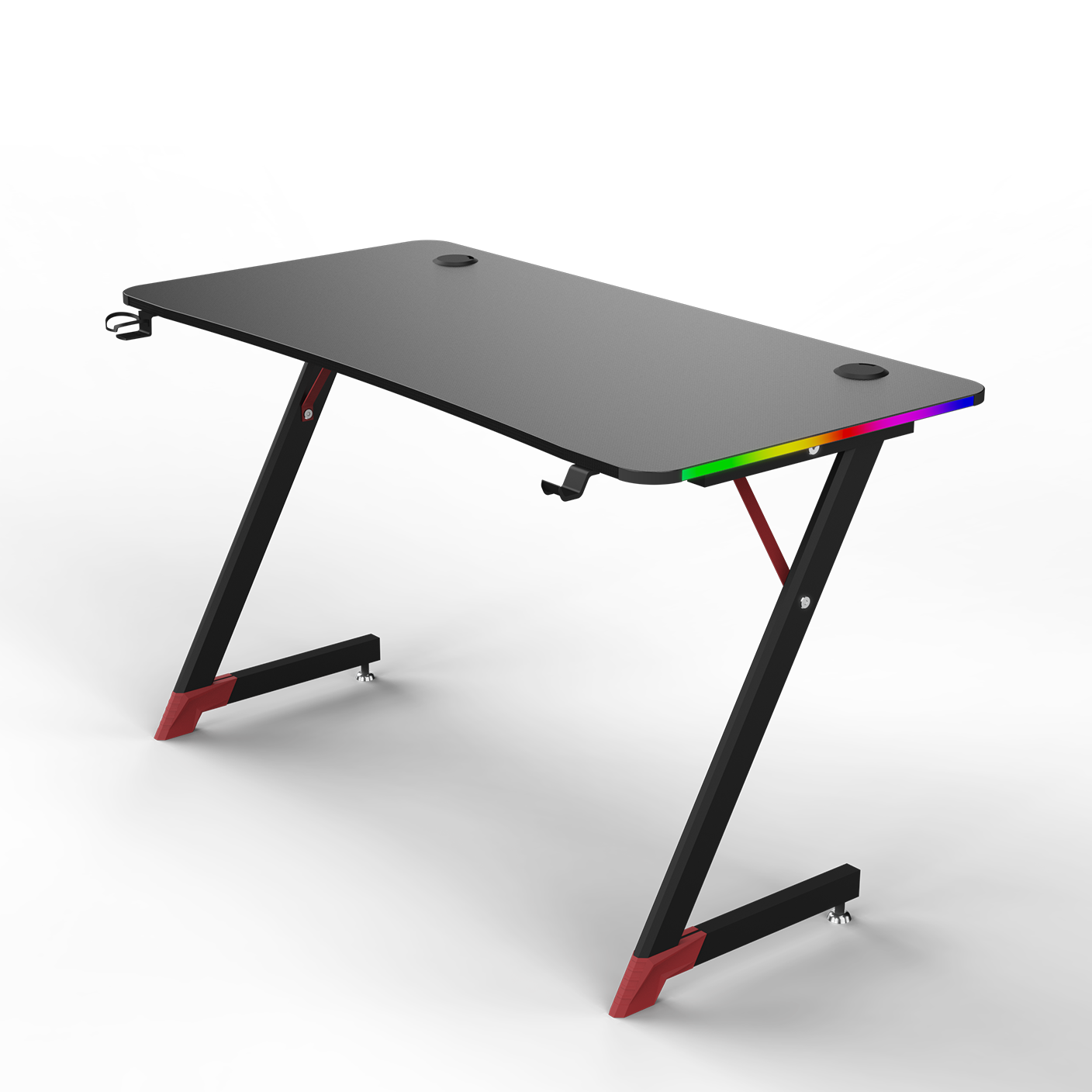 Essentials 120 Gaming Desk | LEDs, Headphone & Drink Mounts (Carbon Fibre Black, 120cm) Gaming Desk - Jacob Bek Gaming