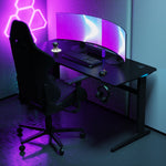 Core 140 Gaming Desk | LEDs, Headphone & Drink Mounts (Carbon Fibre Black, 140cm) Gaming Desk - Marcel Olsen