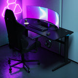 Core 140 Gaming Desk | LEDs, Headphone & Drink Mounts (Carbon Fibre Black, 140cm) Gaming Desk - Gaming