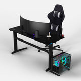 Core 140 Gaming Desk | LEDs, Headphone & Drink Mounts (Carbon Fibre Black, 140cm) Gaming Desk - Gaming