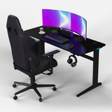 Core 140 Gaming Desk | LEDs, Headphone & Drink Mounts (Carbon Fibre Black, 140cm) Gaming Desk - Gaming