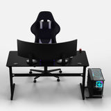 Core 140 Gaming Desk | LEDs, Headphone & Drink Mounts (Carbon Fibre Black, 140cm) Gaming Desk - Gaming