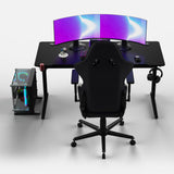 Core 140 Gaming Desk | LEDs, Headphone & Drink Mounts (Carbon Fibre Black, 140cm) Gaming Desk - Gaming