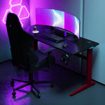 Core 140 Gaming Desk | LEDs, Headphone & Drink Mounts (Carbon Fibre Red, 140cm) Gaming Desk - Marcel Olsen