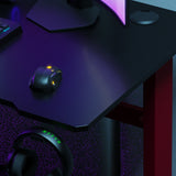 Core 140 Gaming Desk | LEDs, Headphone & Drink Mounts (Carbon Fibre Red, 140cm) Gaming Desk - Gaming