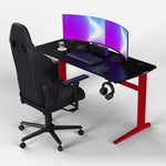 Core 140 Gaming Desk | LEDs, Headphone & Drink Mounts (Carbon Fibre Red, 140cm) Gaming Desk - Marcel Olsen