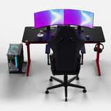 Core 140 Gaming Desk | LEDs, Headphone & Drink Mounts (Carbon Fibre Red, 140cm) Gaming Desk - Gaming