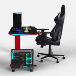 Core 140 Gaming Desk | LEDs, Headphone & Drink Mounts (Carbon Fibre Red, 140cm) Gaming Desk - Marcel Olsen