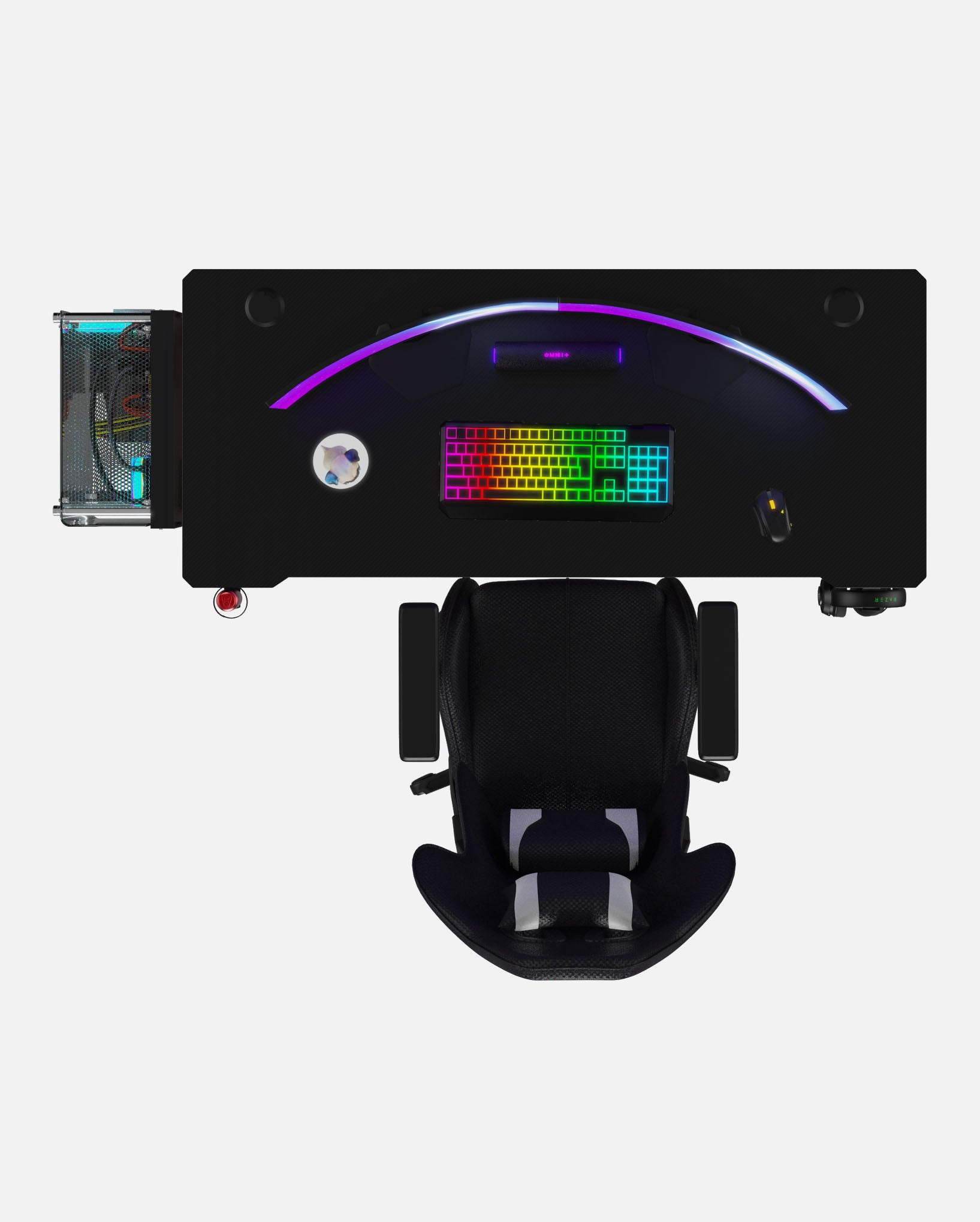 Core 140 Gaming Desk | LEDs, Headphone & Drink Mounts (Carbon Fibre Red, 140cm) Gaming Desk - Gaming