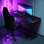 Essentials 140 Gaming Desk | LEDs, Headphone & Drink Mounts (Carbon Fibre Black, 140cm) Gaming Desk - Marcel Olsen