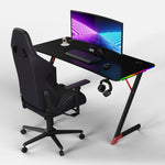 Essentials 140 Gaming Desk | LEDs, Headphone & Drink Mounts (Carbon Fibre Black, 140cm) Gaming Desk - Marcel Olsen