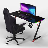Essentials 140 Gaming Desk | LEDs, Headphone & Drink Mounts (Carbon Fibre Black, 140cm) Gaming Desk - Gaming