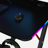 Essentials 140 Gaming Desk | LEDs, Headphone & Drink Mounts (Carbon Fibre Black, 140cm) Gaming Desk - Gaming