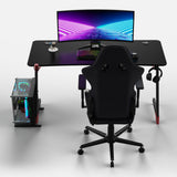 Essentials 140 Gaming Desk | LEDs, Headphone & Drink Mounts (Carbon Fibre Black, 140cm) Gaming Desk - Gaming
