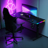 Pro 140 Gaming Desk Corner | LEDs, Headphone & Drink Mounts (Carbon Fibre Black, 140cm) Gaming Desk - Gaming