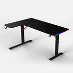 Pro 140 Gaming Desk Corner | LEDs, Headphone & Drink Mounts (Carbon Fibre Black, 140cm) Gaming Desk - Gaming