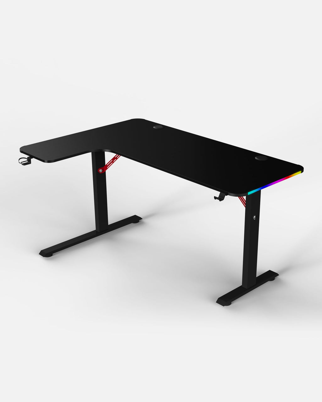 Pro 140 Gaming Desk Corner | LEDs, Headphone & Drink Mounts (Carbon Fibre Black, 140cm) - Outlet Gaming Desk - Marcel Olsen
