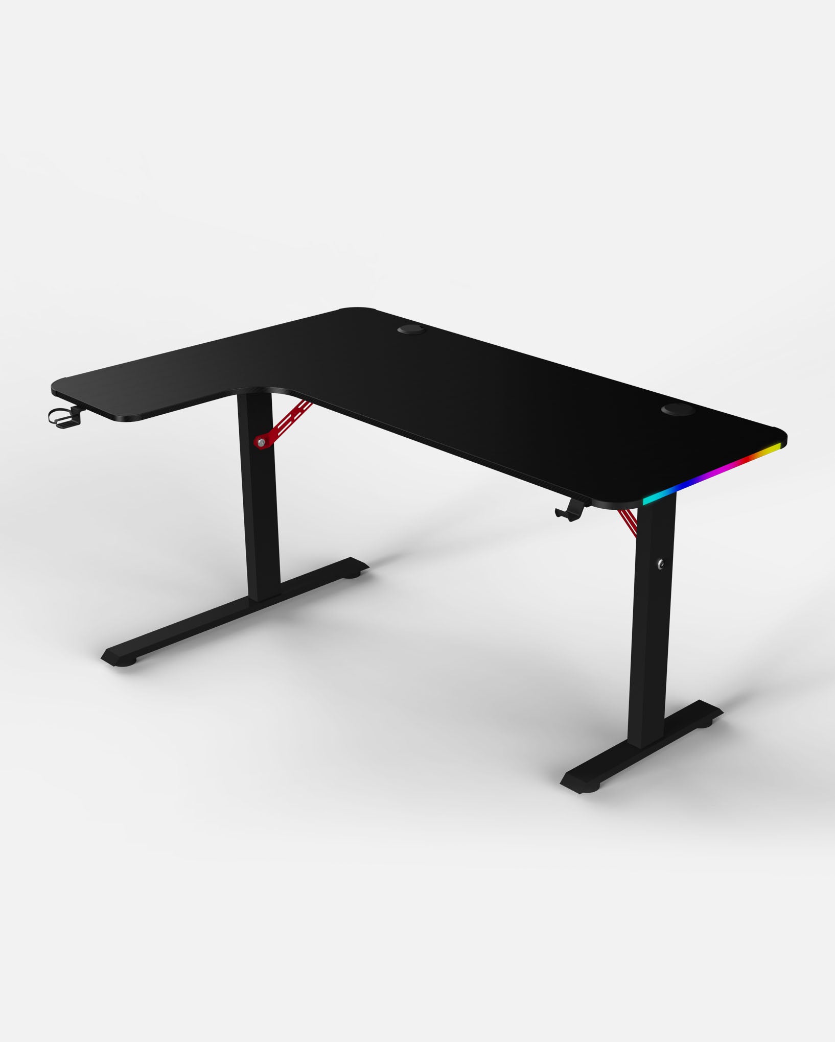 Pro 140 Gaming Desk Corner | LEDs, Headphone & Drink Mounts (Carbon Fibre Black, 140cm) - Outlet Gaming Desk - Marcel Olsen