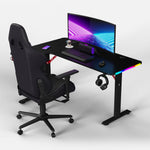 Pro 140 Gaming Desk Corner | LEDs, Headphone & Drink Mounts (Carbon Fibre Black, 140cm) Gaming Desk - Gaming
