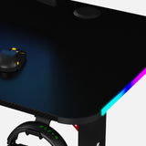 Pro 140 Gaming Desk Corner | LEDs, Headphone & Drink Mounts (Carbon Fibre Black, 140cm) Gaming Desk - Gaming