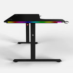 Pro 140 Gaming Desk Corner | LEDs, Headphone & Drink Mounts (Carbon Fibre Black, 140cm) Gaming Desk - Gaming